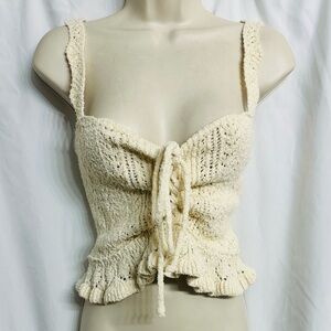 Urban Outfitters Y2K Coquette Romantic Vacation Knit Front Tie Sleeveless Top S